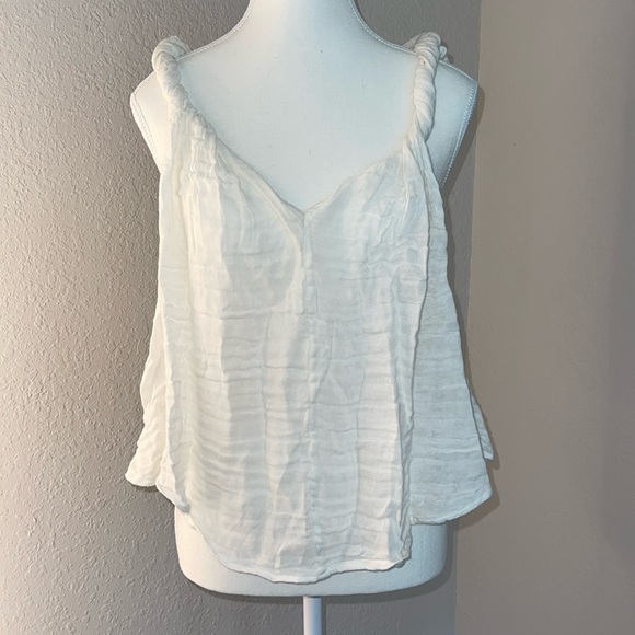 Free People Tops - FREE People Twist Shoulder White Tank Top SZ M
